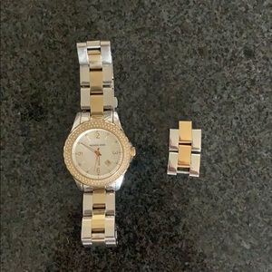 Michael Kors Silver and Gold Link Watch EUC